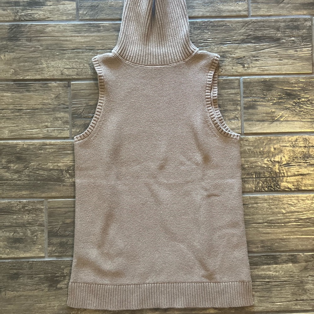 J. Crew Ribbed Knit Turtleneck Sweater Tank in Warm Tan
